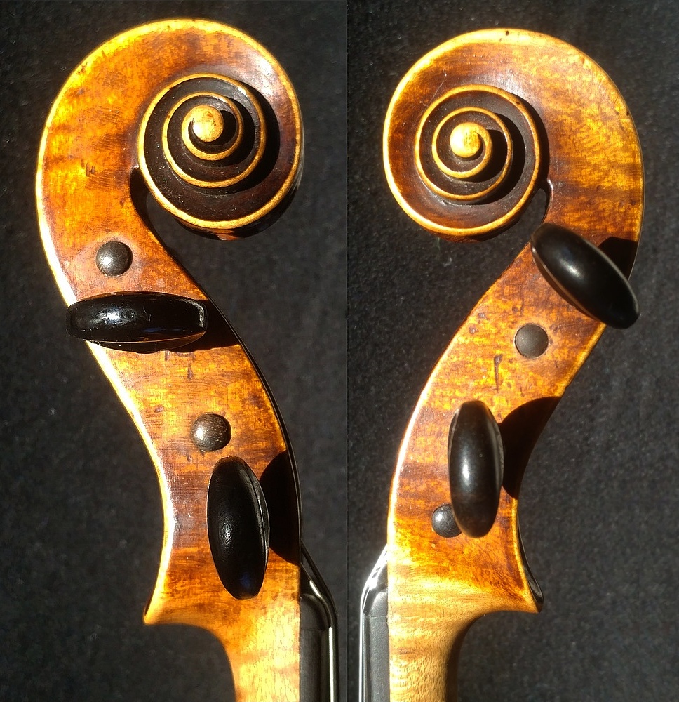 German made 'Maggini' violin scroll